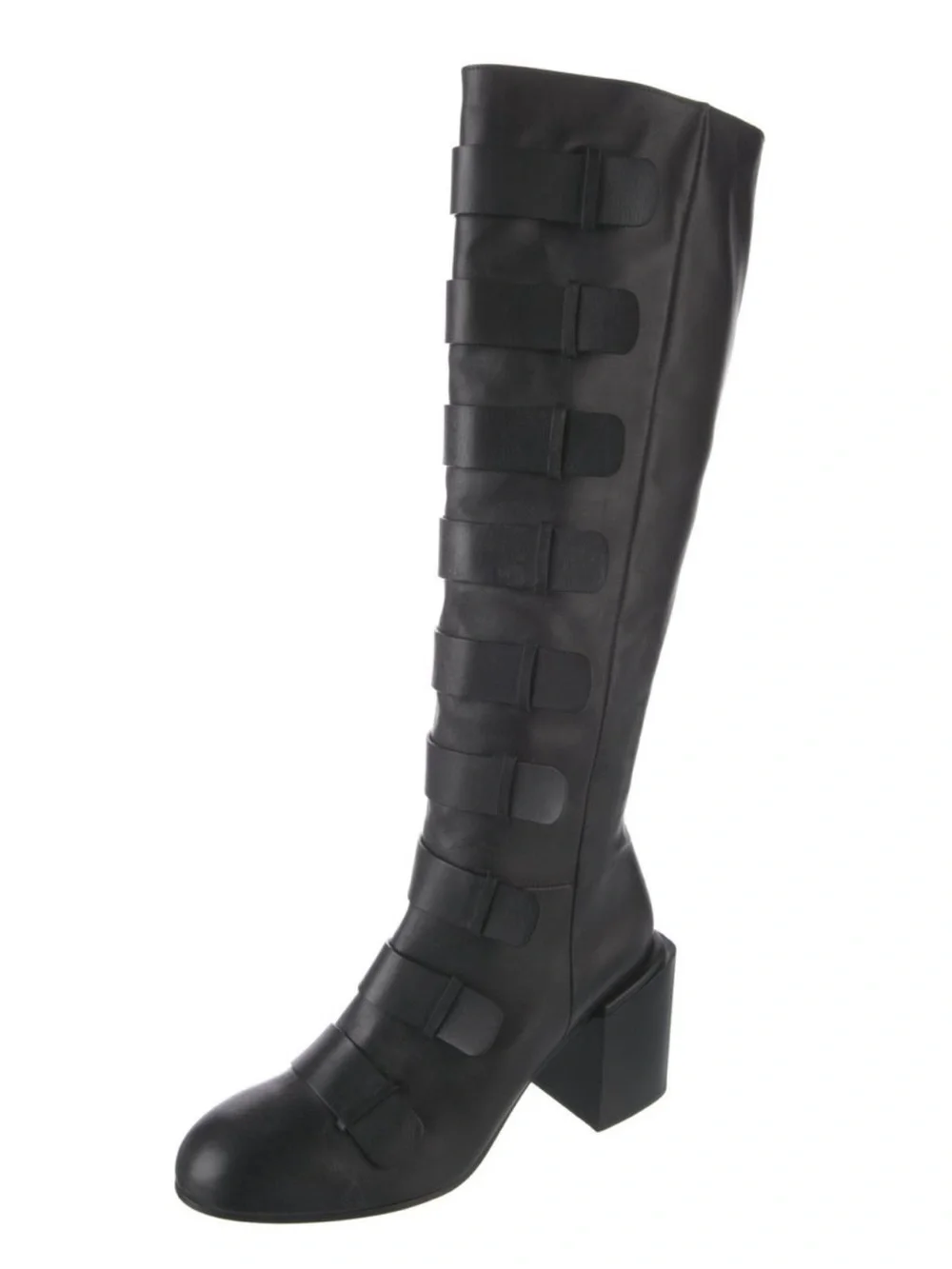Robert Clergerie X Tall Black Buckle Grunge Knee High Boot 8